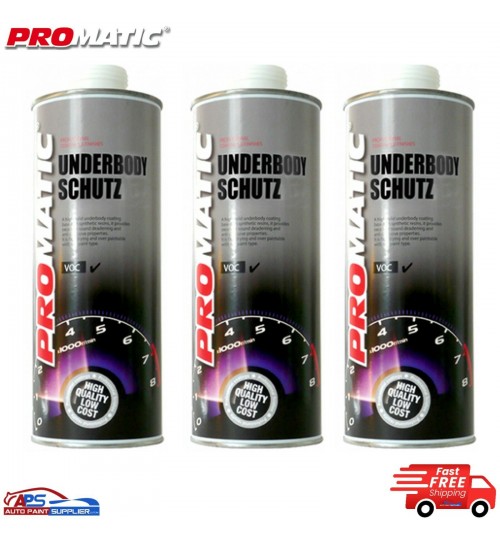 3 X PROMATIC SCHUTZ UNDER SEAL UNDERBODY RUST PROTECTION PROTECTOR BLACK 1LTR